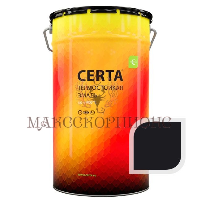 Термостойкая эмаль CERTA до +1000°С -25кг-ЦВЕТ: черный-химстойкий 800°C