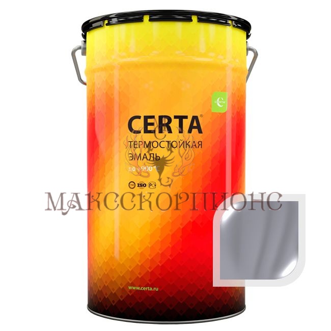 Термостойкая эмаль CERTA до +1000°С -25кг-ЦВЕТ: серый-полуглянец 650°C