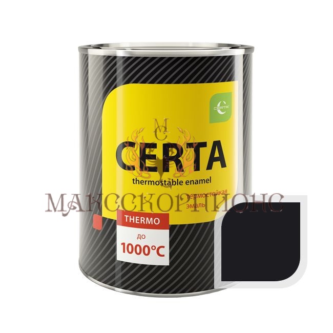 Термостойкая эмаль CERTA до +1000°С -0.8кг-ЦВЕТ: черный-полуглянец 650°C